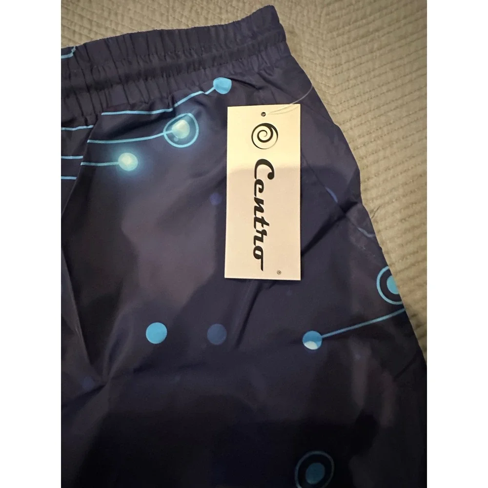 Centro Mens Swim Trunks XL Blue Digital Circuit Board Mesh Lined Shorts NWT